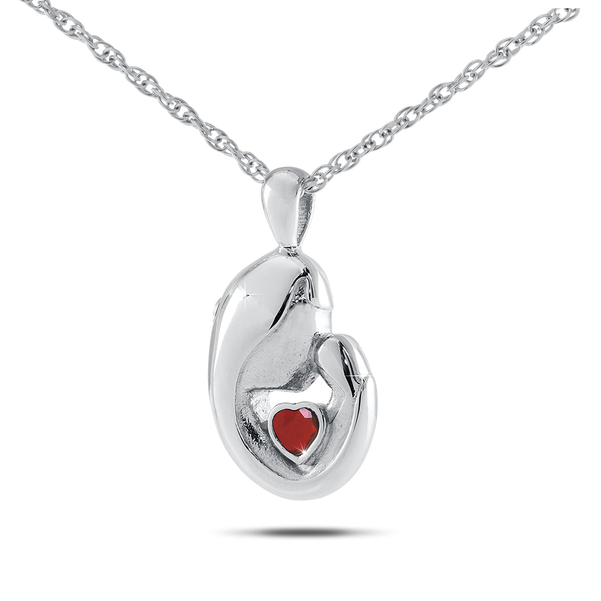 January w/ Garnet Stainless Steel Keepsake
